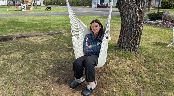 Girl in hammock swing