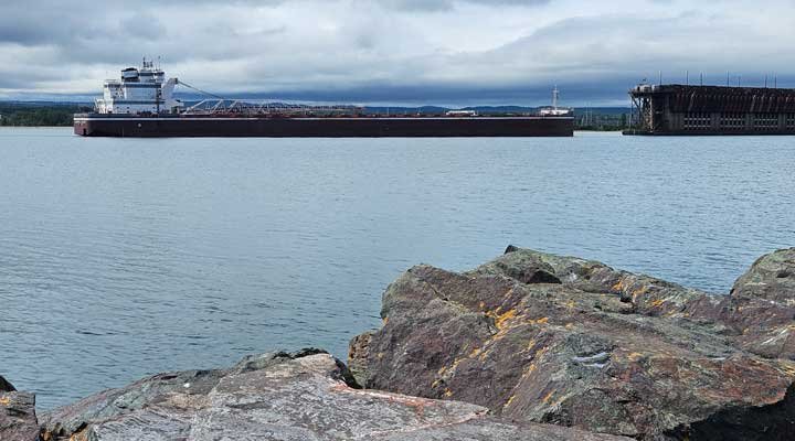 Marquette, MI Ore Dock with Freighter Approaching